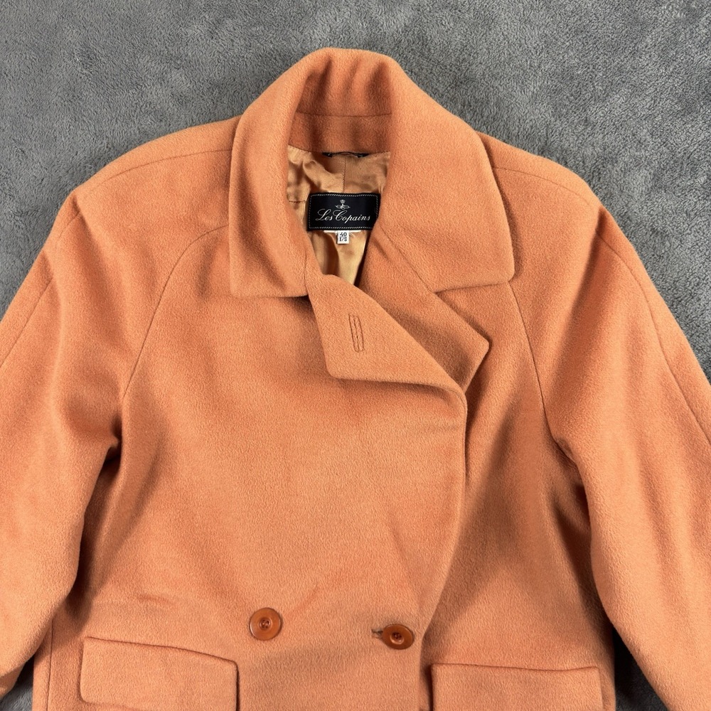 LES COPAINS Double Breasted Peacoat Womens 40 Orange Wool Blend Jacket Italy - Picture 2 of 7
